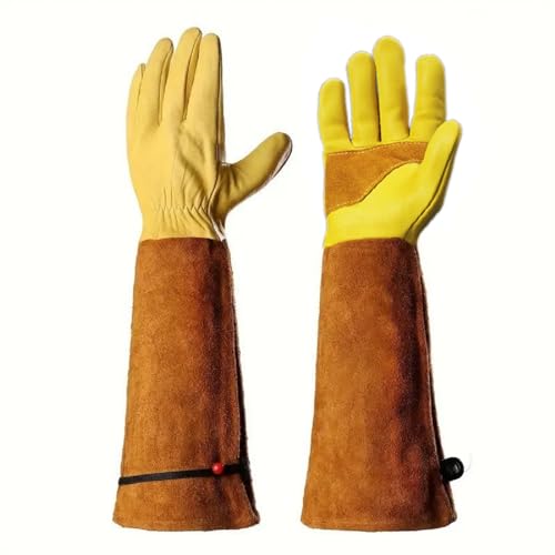 Cxqunzon Leather Work Gloves for Men & Women, Reinforced Durable