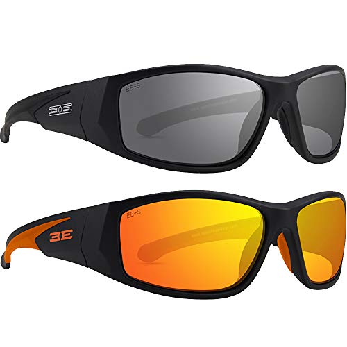 Epoch Eyewear Salerno Sport Sunglasses 2 Pair Black Frame Smoke Lens Black Orange Frame Orange Mirror Lens
