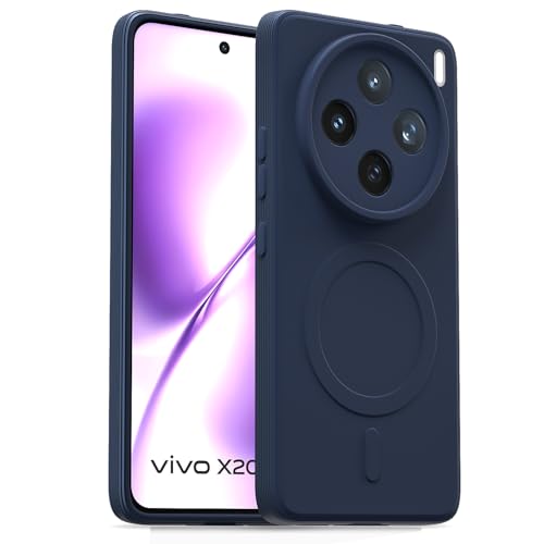 Image of Pikkme Back Cover for Vivo X200T 5G Soft Matte Silicone Mag-Safe Design (Mag-Safe Not Support) Camera Protection | Slim Fit Bumper Cover (Blue)