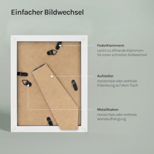 WOLTU Bilderrahmen 20x30, 5er set, MDF-Holz Fotorahmen mit Passepartout – Ansicht 5