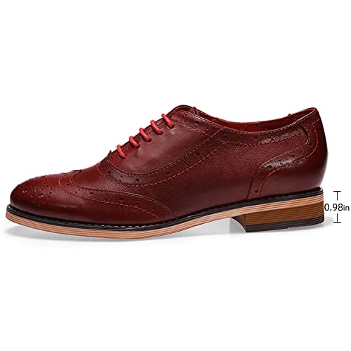 Image of Mona flying Womens Leather Wingtip Oxfords Brogue Shoes Lace-up Flats