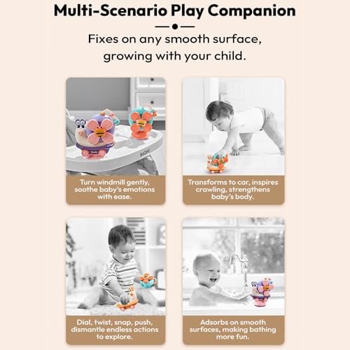 Image of StarAndDaisy Orapple Spinster Toy for Baby 5-in-1 Suction Spinner, Rattle, Friction Car, Windmill & Sensory Play / BPA-Free, Safe & Durable / Interactive Learning Toys for 6+ Months Kids