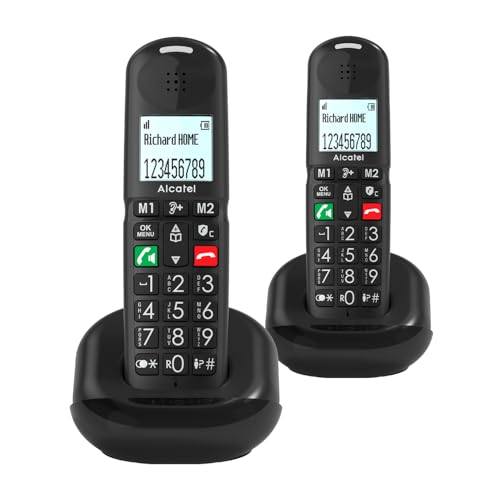 ALCATEL XL685 Duo - Bezprzewodowy telefon stacjonarny DECT Senior Format XL - ekran graficzny o wysokiej czytelności - duże klawisze - Boost audio, głośnomówiący, blokowanie połączeń - 2 słuchawki -