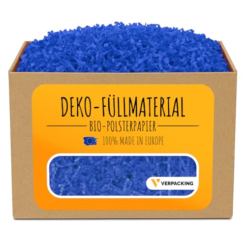 verpacking Geschenkfüllmaterial [Farbe & Menge wählbar] Polstermaterial aus 100% Recycling Papier Füllmaterial Blau 1 kg