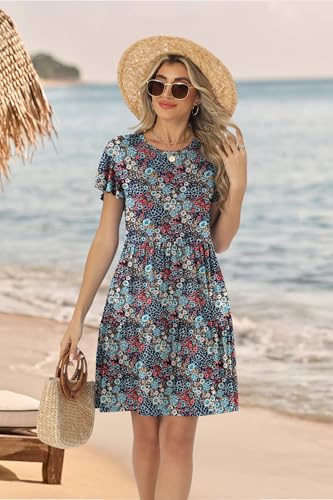 Image of HiMONE Summer Dresses for Women 2025 Vacation Sundresses Ruffle Sleeve Boat Neck with Pockets A Line Casual Dress XS-2XL
