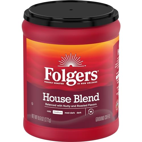 Image of Folgers House Blend Medium Roast Ground Coffee, 9.6 Ounces (Pack of 6)