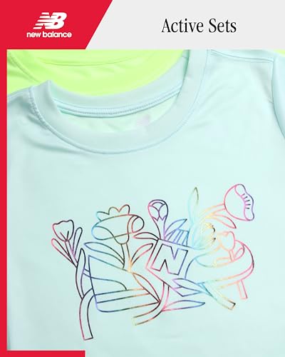 New Balance Girls' Active T-Shirt - 2 Pack Performance Short Sleeve Shirts - Cute Athletic Graphic Tees for Girls (7-16)2