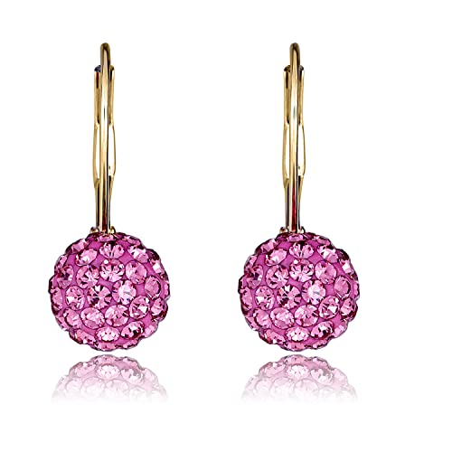 Image of AVORA 10K Yellow Gold Crystal Ball Lever-back Drop Earrings