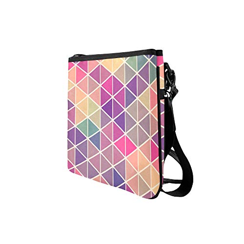Retro Pattern Of Geometric Shapes Colorful Mosaic Pattern Custom High-Grade Nylon Slim Clutch Bag Cross-Body Bag Shoulder Bag #TOP3