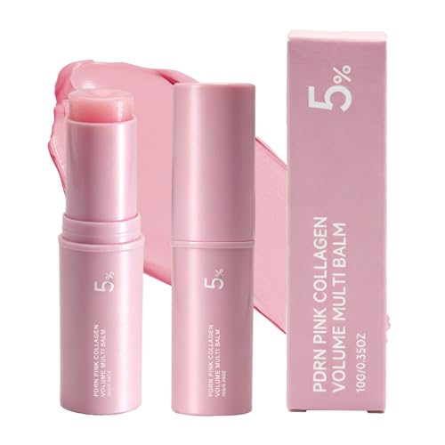 PDRN Pink Collagen Volume Multi Balm Stick Collagen Wrinkle Stick Face & Body Balm Volumizing Hydrating Firming for Under-Eyes Neck Forehead Smile Lines (2 Pack)