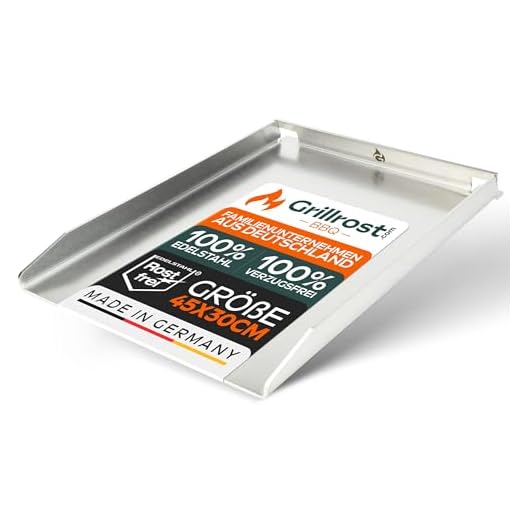 Grillrost.com Das Original Edelstahl Grillplatte | Plancha 45x30cm - passend für Napoleon Rogue (mit Heckbrenner) | 4mm Massiv