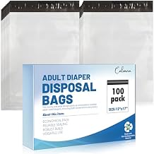 Calvana100 Pcs حفاضات الكبار السميكة للغاية أكياس يمكن التخلص منها الرائحة مانعة للتسرب أكياس التخلص من مقاومة التمزق حفاضات الكبار جني كبير جدًا يمنع تسرب سلس البول أكياس التخلص 12 &times; 17 بوصة