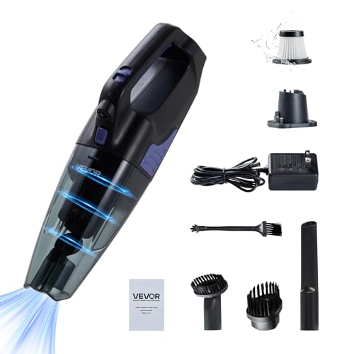 Image of VEVOR Handheld Vacuum, Portable Vacuum Cleaner Cordless with HEPA Filter and Brushes, Lightweight Hand Held Cleaner with Powerful Suction, for Car, Home, Office, Pet Hair