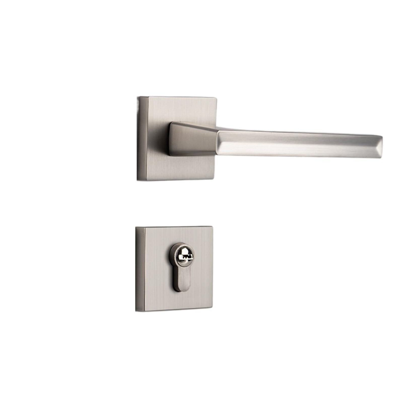 NYRXRYTCA Zinc Alloy Split Indoor Door Lock Simple Black Bedroom Study Magnetic Silent Door Handle(Nickel silent model)