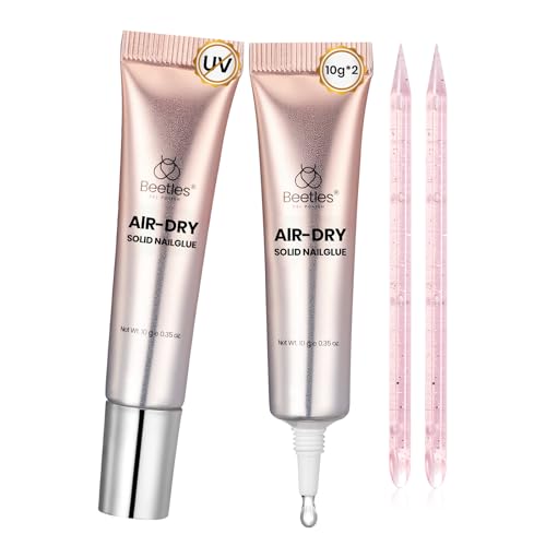 Image of Beetles Super Strong Nail Glue for Press On Nails, No UV Light Needed, 2Pcs 10g Quick Drying Semi Solid Nail Glue, Strong Hold for False & Acrylic Nails