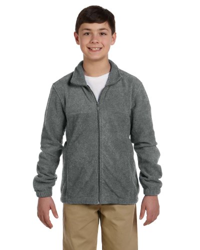 Veste en maille polaire Harriton grise taille M avec zip intégral robuste