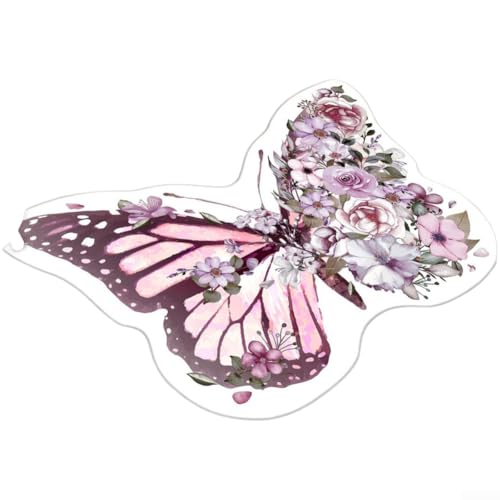 Butut Tapis de bain antidérapant lavable en forme de papillon pour chambre à coucher Motif papillon