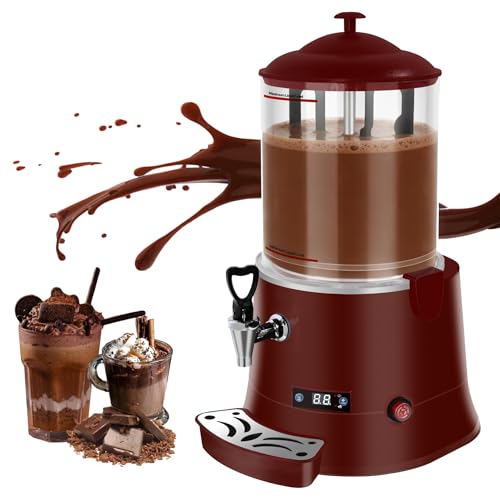 10L/2.6Gal Commercial Hot Chocolate Machine, Electric Hot Chocolate Maker with 86-194Â°F Temperature Control, Stainless Steel Hot Drink Dispenser for Cocoa, Milk, Coffee, Juice - Red