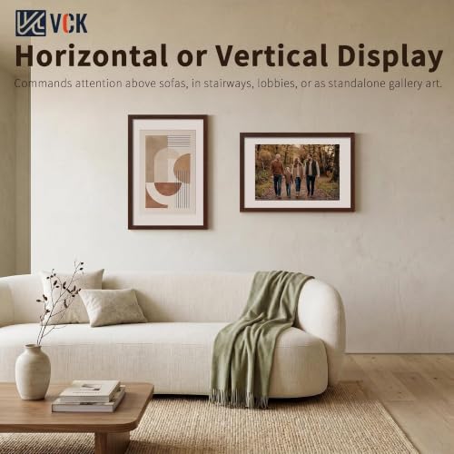 Image of VCK 20x30 Picture Frame 5 Pack, Brown Exclusive Wood, 18x24 Mat, for Print