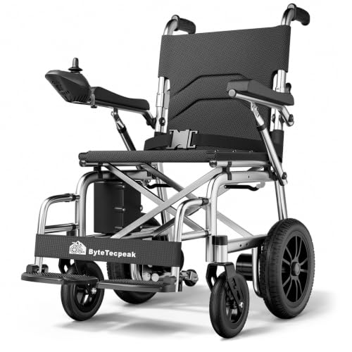 Silla de ruedas eléctrica plegable D12 con batería 12Ah, autonomía 20 km, neumáticos antipinchazos y antivuelco, apta para transporte aéreo