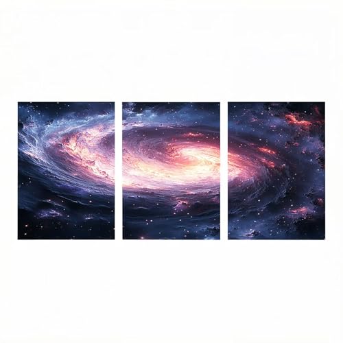 Peinture numero adulte univers phosphorescente 3 toiles 110x70cm