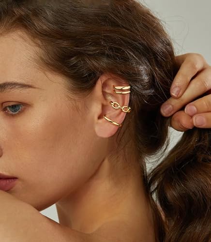 9Pcs Ear Cuff 14K Gold Plated Ear Cuffs for Women Non Piercing Cartilage Cuff Earrings Ear Clips Jewelry4