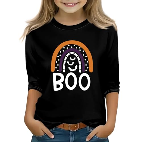Halloween Kids Shirt Cute Long Sleeve Graphic Tee for Girls Soft Holiday Top Fun Toddler Outfit