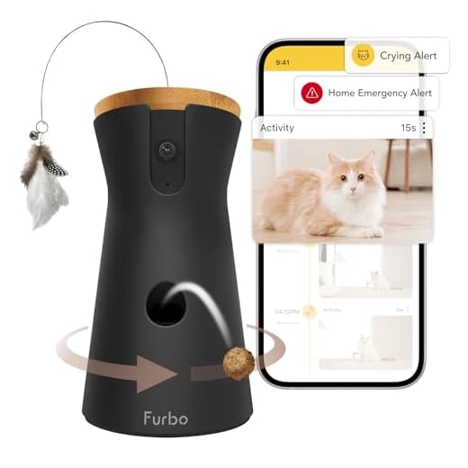Furbo 360° Cat Camera - Unlock Camera & Smart Features w/Paid Plan: Home Security & Pet Safety Alerts, Rotating Treat Dispenser w/Speaker, Smart Cam w/Phone App (Subscription Required, 3mo Minimum)