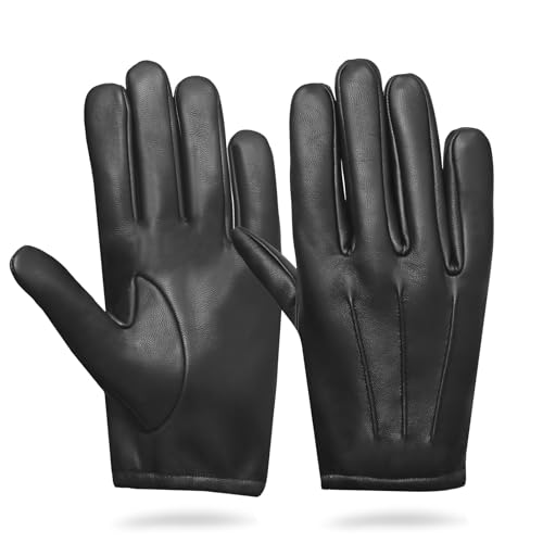 FASHIONLUXE Men’s Genuine Leather Police Gloves Tactical Duty Gloves for Law Enforcement, Security,Motorcycle & Cold Weather