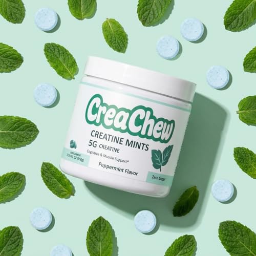 Creachew Creatine Monohydrate Chewable Mints, Cognitive & Muscle Support, Zero Sugar, Peppermint Flavor, No Water or Mixing Needed, Portable Creatine Supplement for Gym, Training & Travel, 150 Mints — view 3