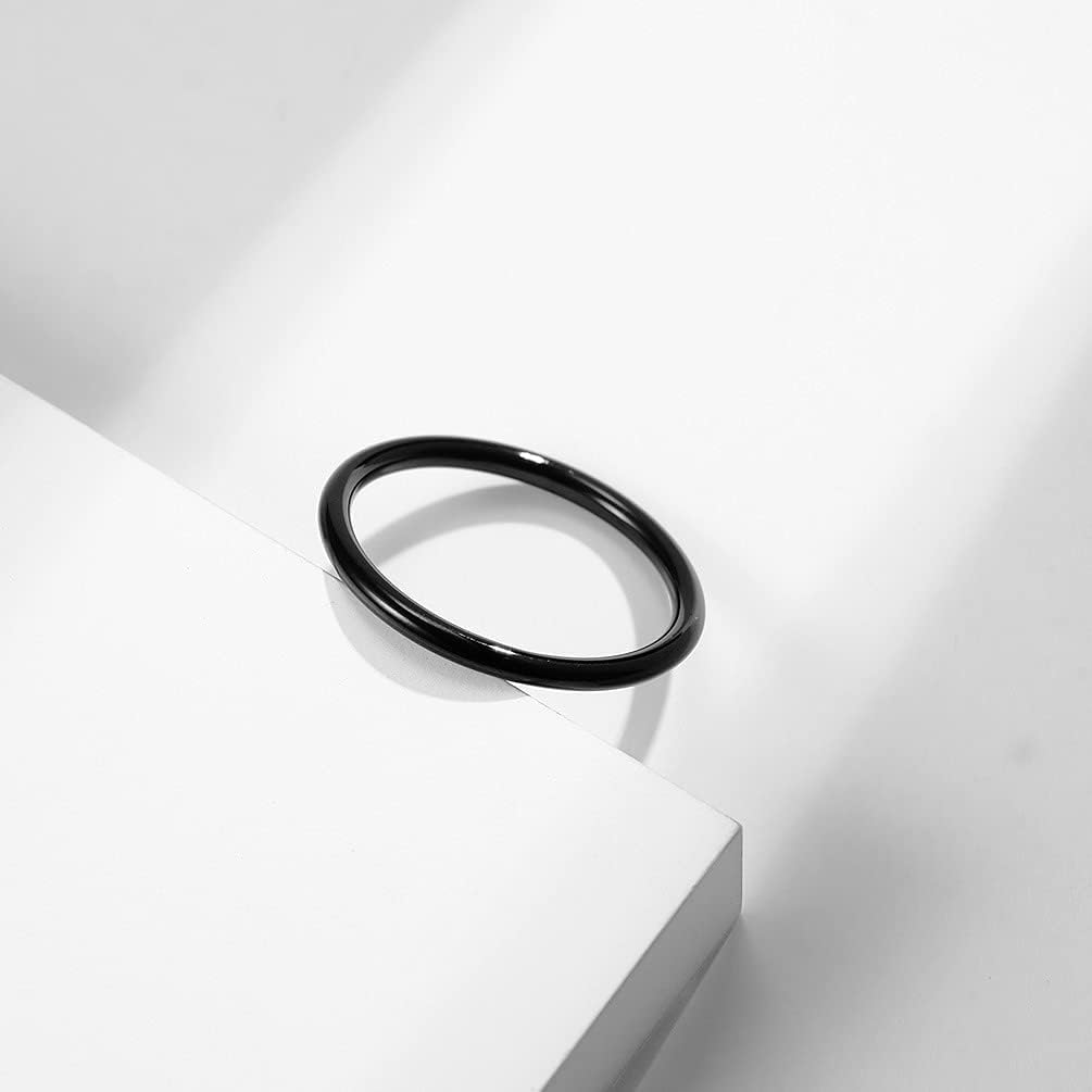 Unisex 2MM Stainless Steel Classic Simple Dome Glossy Plain Stackable Ring Four Colors