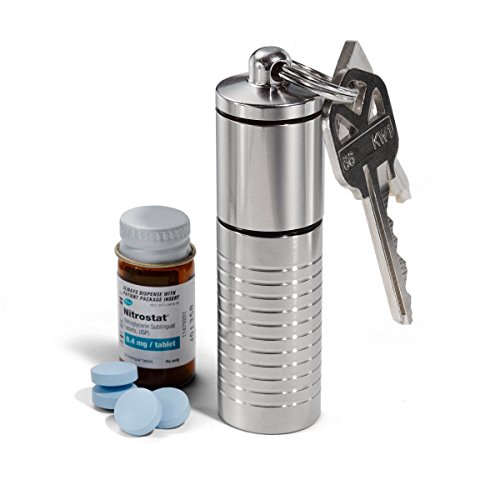 Cielo Pill Holders - Large Wide Dual Chamber Keychain Pill Holder, Made in USA, Stainless Steel Pill Keychain Container, Waterproof Pill Case, Compact & Customizable
