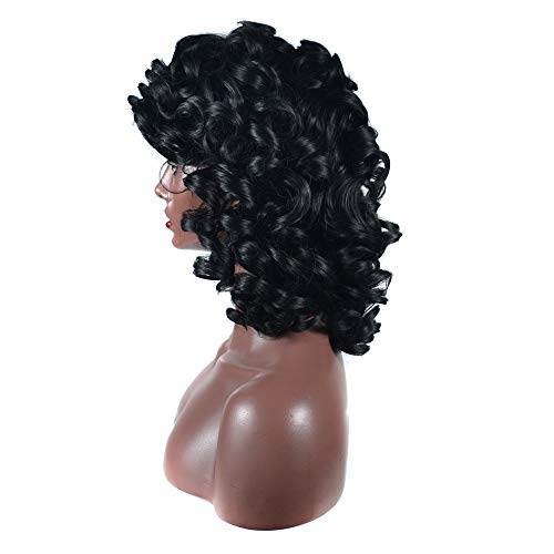 Perruque courte noire volume gros rouleau lâche bouclée - 7