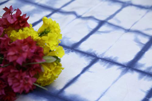 Nappe Shibori en coton indigo pour décoration de fête et réception de mariage