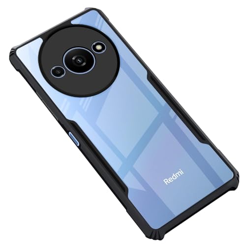 Image of BATCHONE Polycarbonate Shockproof Cover Case Compatible for Redmi A3 4G (360) Degree Protection /Transparent Back Case (Black Bumper) (Pack of 1)