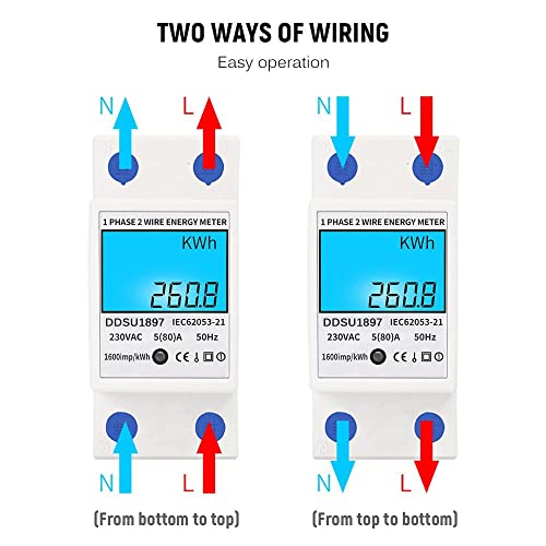 Lianai Medidor de energia elétrica digital monofásico Medidor de eletricidade em trilho DIN Medidor