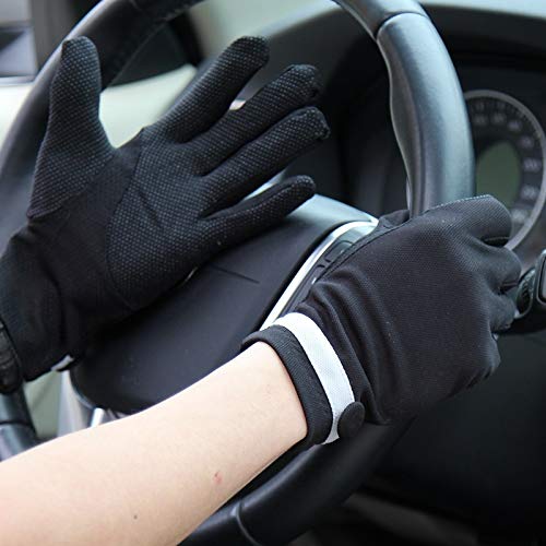 LINGLINGGLOVES Sunscreen Gloves Non-slip Touch Screen Dilute Breathable UV Protection Cotton Sunscreen Gloves Take Care Of Your Hands (Color : Black, Size : One size)