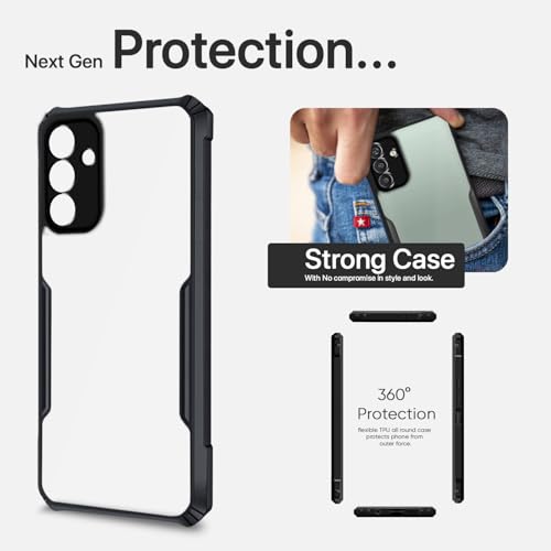 Image of Outlouders Back Cover for Samsung Galaxy M13 4G | Ultra Hybrid Transparent | Full Camera Protection | Raised Edge | Crystal Clear Bumper Case(Black)