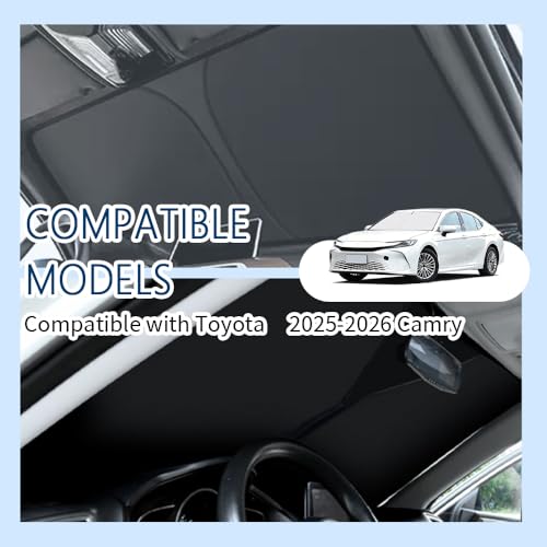 Image of Car Windshield Sun Shade Compatible with Toyota Camry 2025-2026,Oxford Cloth Sun Shade for Car Windshield with Foldable Design,Windshields Cover Suns Shades for Blocking Heat with Storage Bag