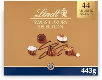 Lindt Swiss Luxury Selection – 443g Extra Large Gift Box – Valentines Day, Mothers Day, Easter Chocolate Assortment – Milk, Dark & White Pralines for Him & Her