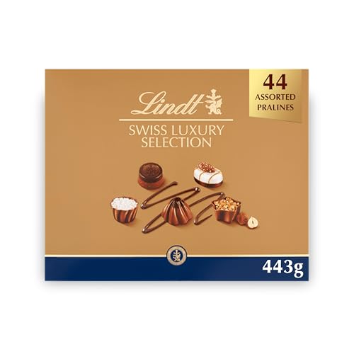 Lindt Swiss Luxury Selection – 443g Extra Large Gift Box – Christmas, Chocolate Assortment – Milk, Dark & White Pralines for Him & Her