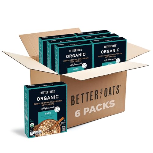 Better Oats Organic Instant Multigrain Hot Cereal with Flax - Kosher Pareve, 11.8 oz (6 pack of 8 Pouches)