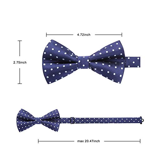 Hisdern Bow Ties For Men Plaid Blue Mens Bowtie Pretied Classic Satin Formal Business Bow Tie Adjustable Tuxedo Bowties For Wedding Party #TOP4