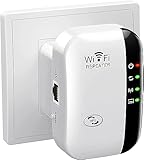 Amplificateur WiFi, répéteur WiFi, Couvre jusqu'à 300 m² et 45 appareils   avec Port Ethernet, Installation Rapide, amplificateur de Signal sans Fil Domestique, Prise européenne