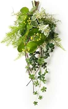 緑の造花 スワッグ 約70cm Amazon｜27.5 花のスワッグ、大きな人工混合ユーカリの葉のスワッグ