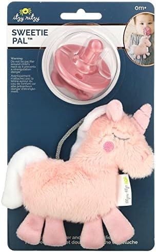 Itzy Ritzy Pacifier & Lovey Set, Silicone Binky w/Stuffed Animal (Unicorn)