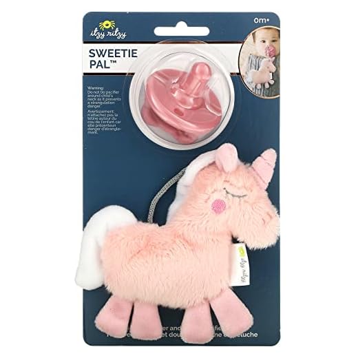 Itzy Ritzy Pacifier & Lovey Set; Detachable Plush Unicorn & Coordinating Pink Silicone Pacifier; Ideal for Ages 0 Months & Up, Unicorn