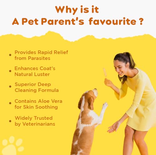 Image of Pil Tick & Flea Dog Shampoo 500 Milliliter|Ditch to Itch Dog Shampoo for Pomeranian, Puppy, Rottweiler Adult, German Shepherd, Labrador & Golden Retriever|Medicated Pet Shampoo for Dogs