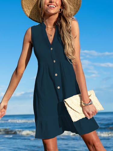 Image of CUPSHE Women Swimsuit Coverup 100% Cotton Ruffle Hem Beach Cover Up Dresses