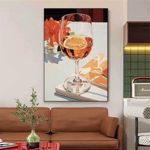 Toile retro de cuisine avec impressions de vin et citron pour decoration murale